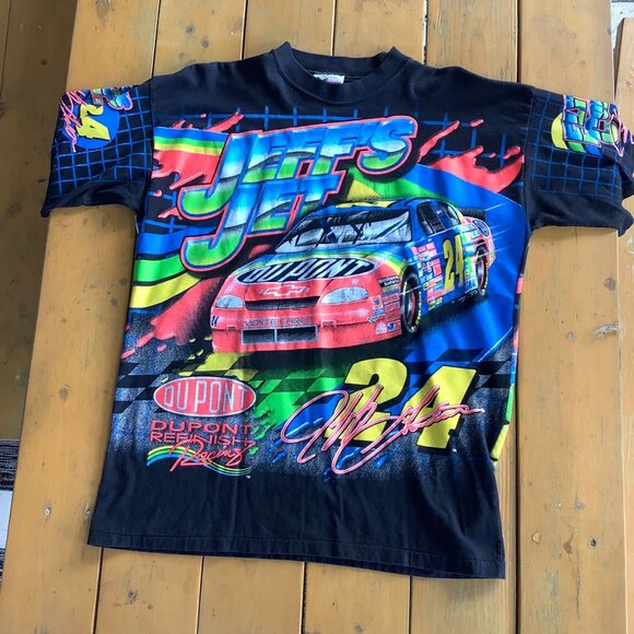 VTG Rare NASCAR #24 Jeff Gordon Jeff’s Jet All Over Print T-Shirt Men’s Large - Picture 1 of 15